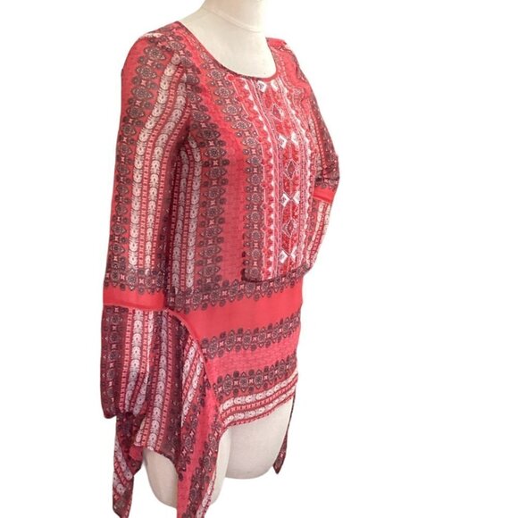 Sundance Go Beyond Sheer Embroidered Tunic Top Sz XS Pink 158F - Picture 4 of 8